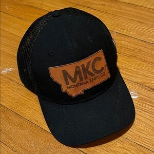 Montana Knife Company Black Hat with leather Logo Patch Branded bills